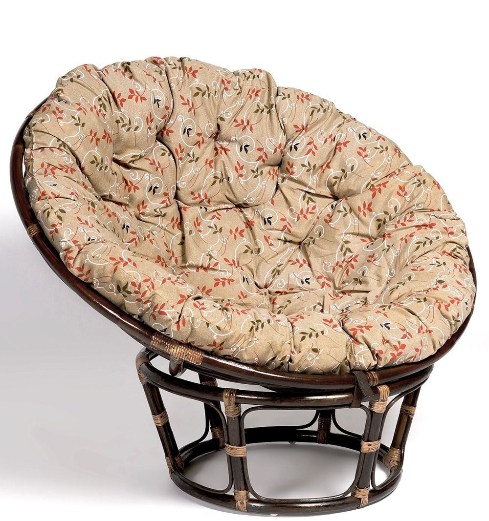Кресло из натурального ротанга ПАПАСАН 110 см шоколад (Цвет подушки: вереск)