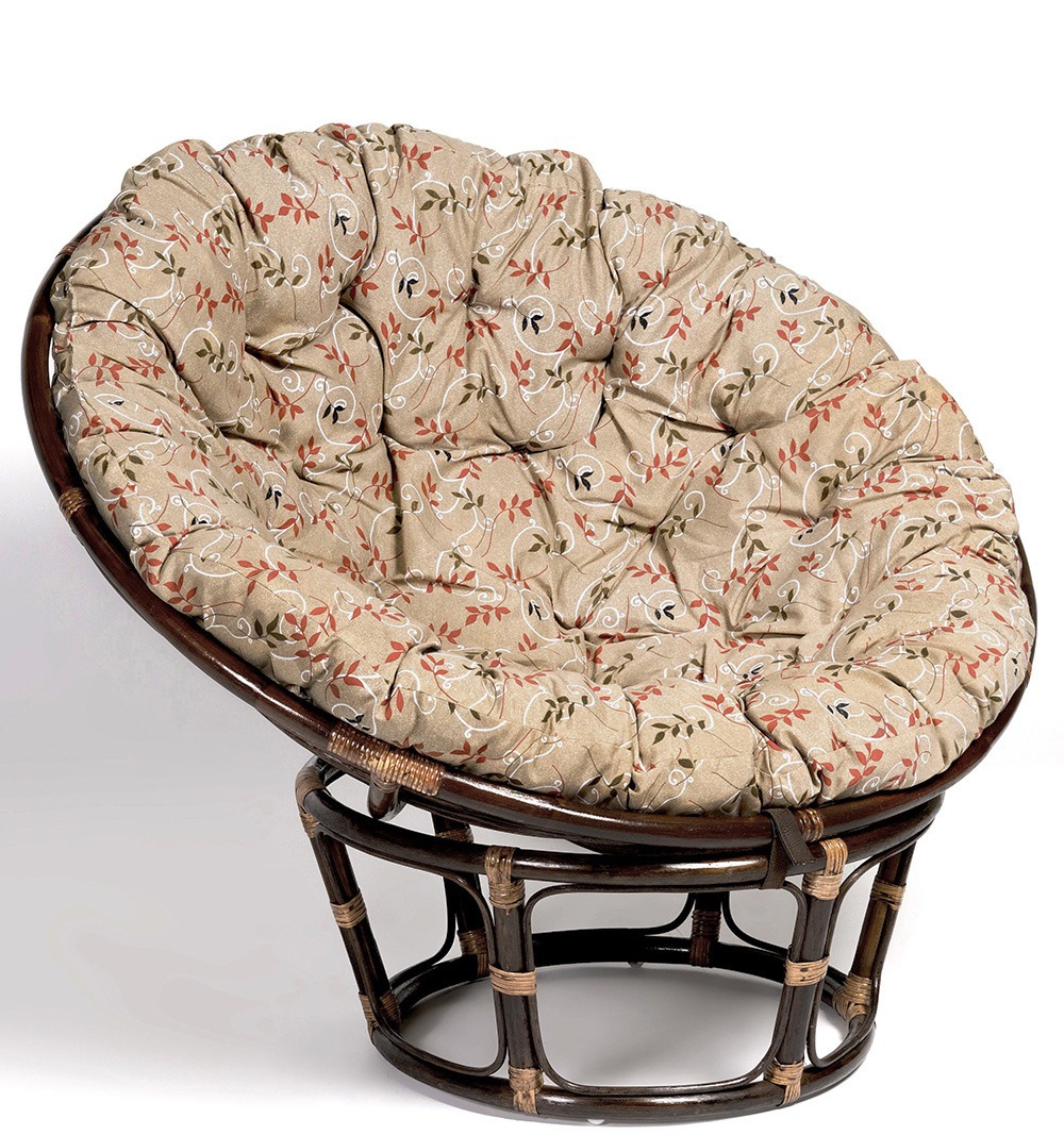 Кресло из натурального ротанга ПАПАСАН премиум 115 см шоколад (Цвет подушки: вереск)