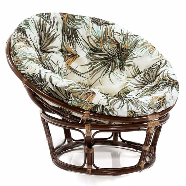 Кресло из натурального ротанга ПАПАСАН премиум 115 см шоколад (Цвет подушки: тропик)