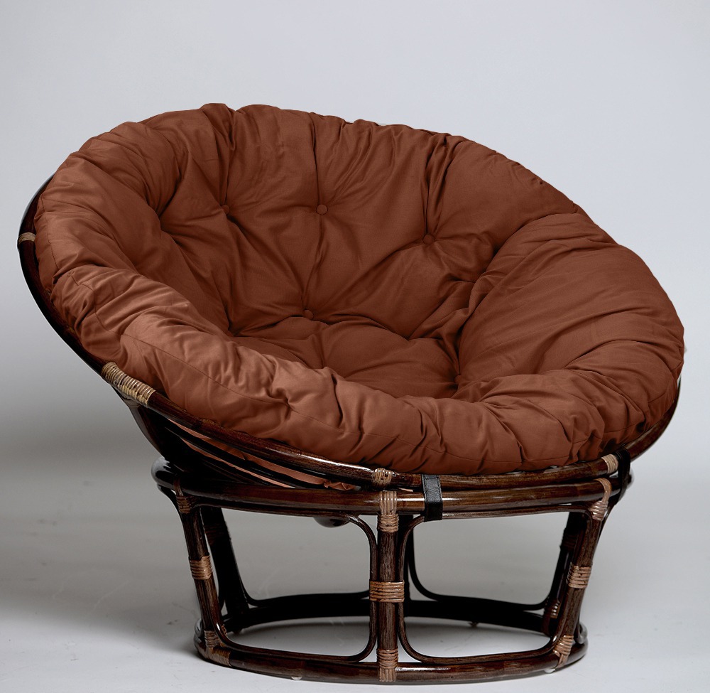 Кресло из натурального ротанга ПАПАСАН премиум 115 см шоколад (Цвет подушки: коричневая матадор)