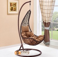 Подвесное кресло качели плетёное Винд шоколад (Цвет подушки: коричневая) - вид 1 миниатюра