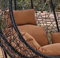 Подвесное кресло качели плетёное Фреско 95 х 110 черный (Цвет подушки: коричневая) - вид 1 миниатюра