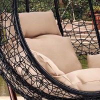 Подвесное кресло качели плетёное Винд Арм черный (Цвет подушки: бежевая) - вид 1 миниатюра