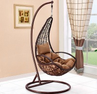 Подвесное кресло качели плетёное Винд Арм шоколад (Цвет подушки: коричневая) - вид 1 миниатюра