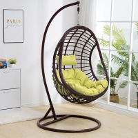 Подвесное кресло качели плетёное Лунар 88 х 115 шоколад (Цвет подушки: лаймовая) - вид 1 миниатюра