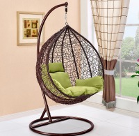 Подвесное кресло качели плетёное Фреско Макси 110 х 117 шоколад (Цвет подушки: лаймовая) - вид 1 миниатюра