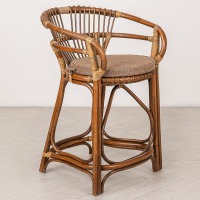 Барный стул из натурального ротанга Вирджиния орех (Цвет подушки: коричневая) - вид 1 миниатюра