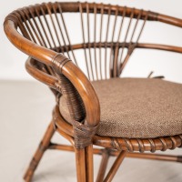 Барный стул из натурального ротанга Вирджиния орех (Цвет подушки: коричневая) - вид 1 миниатюра