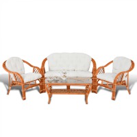 Комплект мебели из ротанга Маркос коньяк (Цвет подушки: белая) - вид 1 миниатюра