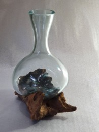 Стеклянная ваза на корнях из ценных пород дерева 25см - вид 1 миниатюра