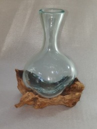 Стеклянная ваза на корнях из ценных пород дерева 25см - вид 3 миниатюра