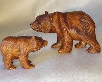 Фигурки Медведи (пара) из ценных пород дерева (10 см и 20 см) - вид 1 миниатюра