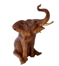 Фигурка Слон сидит из ценных пород дерева 30см - вид 1 миниатюра