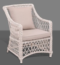 Кресло из искусственного ротанга Пикник светло серый (цвет подушки: бежевая) - вид 1 миниатюра