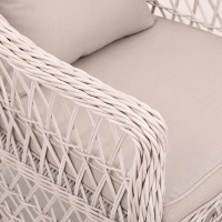 Кресло из искусственного ротанга Пикник светло серый (цвет подушки: бежевая) - вид 3 миниатюра