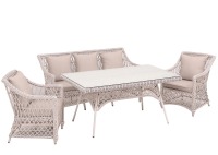 Комплект мебели из искусственного ротанга Пикник 5 светло серый (цвет подушки: бежевые) - вид 1 миниатюра